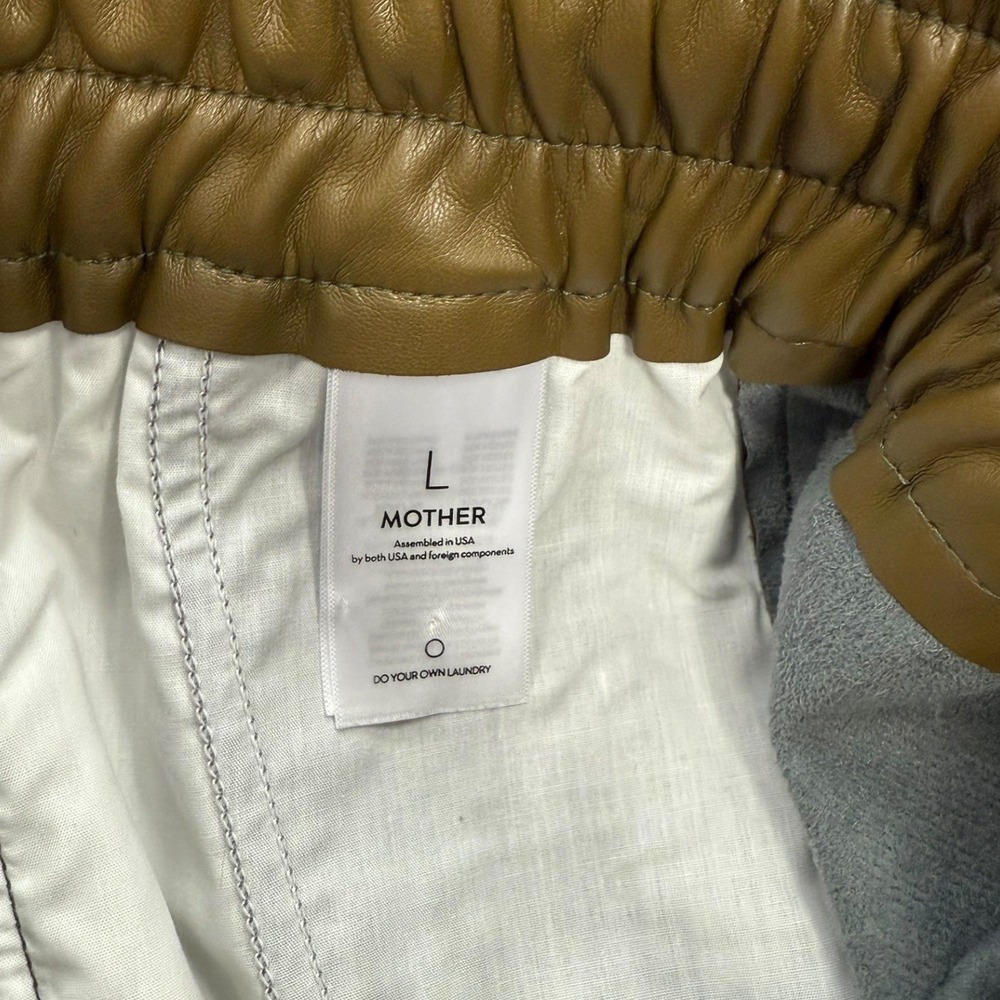 NEW Mother The Rambler Lounger Ankle Pants Size L Faux Leather Tan Olive Green - Picture 7 of 9